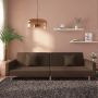 Dvivietė sofa-lova dvejomis pagalvėmis, rudos spalvos, audinys