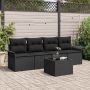 Sofos komplektas su pagalve 5 pcs Juoda poliratanas