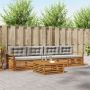 Lauko sofos komplektas 5 pcs Natūrali ir šviesiai pilka