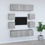 TV spintelių komplektas, 8 dalių, pilkas ąžuolo, mediena