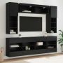 TV sieninio kabineto komplektas su LED 6 pcs Juodas Ąžuolas
