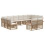 Lauko sofos komplektas 12 pcs Natūralus ir grietinėlės baltas
