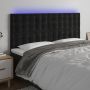 Galvūgalis su LED, juodos spalvos, 200x5x118/128cm, aksomas