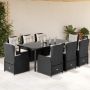 Sodo komplektas su pagalvėlėmis, 9 dalių, juodas, poliratanas