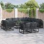 Sodo Sofų Rinkinys su pagalve 12 pcs Juoda Aliuminis