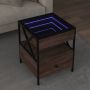 Kavos staliukas su Infinity LED lemputėmis, rudas, 40x40x51cm