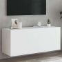 Sieninė TV spintelė su LED lemputėmis, balta, 100x35x41cm