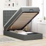 Osmanų lovos rėmas su čiužiniu, pilka, 80x200cm, audinys