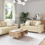 Sofa 3 pcs Kreminė 221 x 80 x 80 cm Lino mišinio audinys
