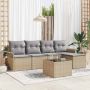 Lauko sofa su pagalve 6 pcs Smėlio poliratanas