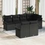 Sodo Sofų Rinkinys su pagalve 7 pcs Juoda poliratanas