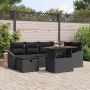 Sodo Sofų Rinkinys su pagalve 7 pcs Juoda poliratanas