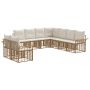 Lauko sofos komplektas 9 pcs Natūralus ir grietinėlės baltas