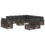 Sodo Sofų Rinkinys 14 pcs Pilka poliratanas