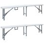 Sulankstomi sodo suoliukai, 2vnt., baltos spalvos, 180cm, HDPE