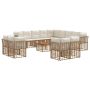 Lauko sofos komplektas 14 pcs Natūralus ir grietinėlės baltas
