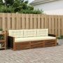 Lauko sofos komplektas su pagalve 3 pcs Natūralus ir grietinėlė