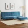 Dvivietė sofa-lova su pakoja, mėlynos spalvos, aksomas