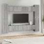 TV spintelių komplektas, 10 dalių, pilkas ąžuolo, mediena