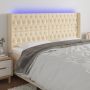 Galvūgalis su LED, kreminės spalvos, 203x16x118/128cm, audinys
