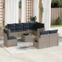 9 dalių sodo sofų komplektas su pagalvėlėmis, pilkas, poliratanas