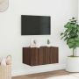 Sieninė TV spintelė su LED lemputėmis, ruda ąžuolo, 60x35x31cm