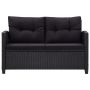 Dvivietė sodo sofa su pagalvėlėmis, juoda, 124cm, poliratanas