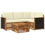Lauko sofos komplektas 5 pcs Natūralus ir grietinėlė