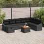 Sodo Sofų Rinkinys su pagalve 9 pcs Juoda poliratanas