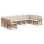 Lauko sofos komplektas 10 pcs Natūralus ir grietinėlės baltas