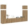 8 dalių sieninis televizoriaus spintelės komplektas Artisan Oak