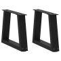 Kavos staliuko kojelės, V formos, 2 vnt., juodos, 40x(30-31,3) cm, plienas