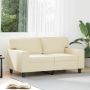 Dvivietė sofa, kreminės spalvos, 120cm, dirbtinė oda