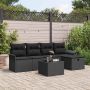Sodo Sofų Rinkinys su pagalve 6 pcs Juoda Poli ratanas