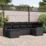 Sodo Sofų Rinkinys su pagalve 6 pcs Juoda Poli ratanas