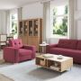 Sofa 3 pcs Vėjo raudona 221 x 80 x 80 cm Lino mišinio audinys