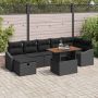 Sodo Sofų Rinkinys su pagalve 8 pcs Juoda poliratanas
