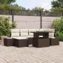 Sodo Sofų Rinkinys su saugykla 7 pcs Ruda Poli ratanas