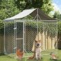 Lauko voljeras šunims su stogu, sidabrinis, 3x1,5x2,5m, plienas