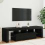 TV spintelė su LED lemputėmis, juodo ąžuolo spalvos, 140x36,5x40cm, inžinerinė mediena