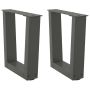 Kavos staliuko kojelės, V formos, 2 vnt., antracito spalvos, 30x(30-31,3) cm, plienas