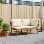 2 pcs Kampinė ir Vidurinė Sofa Kietos akacijos mediena Natūrali