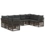 Sodo Sofų Rinkinys 9 pcs Pilka poliratanas