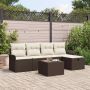 Sodo Sofų Rinkinys su pagalve 6 pcs Ruda Poli ratanas
