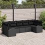 Sodo Sofų Rinkinys su pagalve 7 pcs Juoda poliratanas