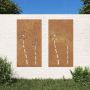 Sodo sienos dekoracija, 2 dalių, 105x55cm, corten plienas