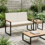 Lauko suolas Bežė ir kreminė balta 107 x 61 x 80 cm poliratanas