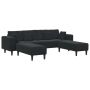 Sofa su pagalve 3 pcs Juoda Aksomas