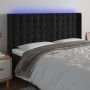 Galvūgalis su LED, juodos spalvos, 203x16x118/128cm, aksomas