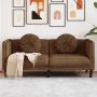 Dvivietė sofa su pagalvėlėmis, ruda, dirbtinė versta oda